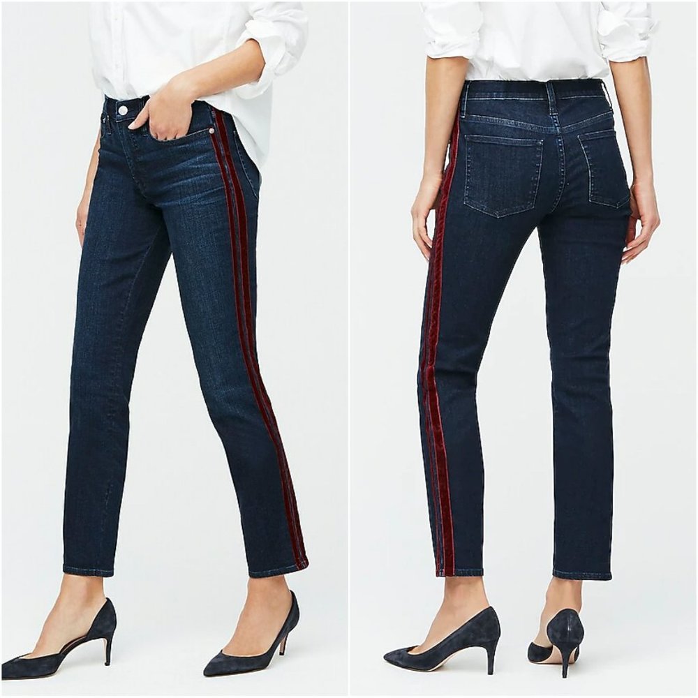 J. Crew High Rise Jeans with Red Stripe